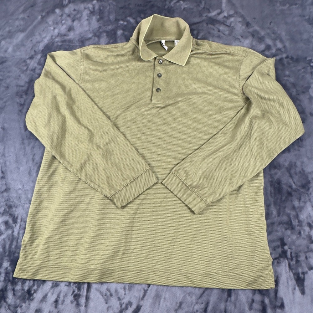 AXIS Polo Shirt Mens Large Green Long Sleeve Modal Blend Textured 4035